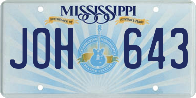MS license plate JOH643