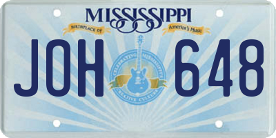 MS license plate JOH648