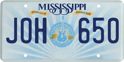 MS license plate JOH650