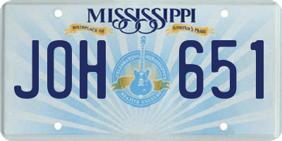 MS license plate JOH651