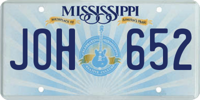 MS license plate JOH652
