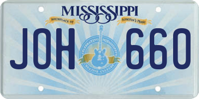MS license plate JOH660