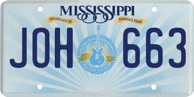 MS license plate JOH663