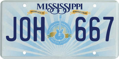 MS license plate JOH667