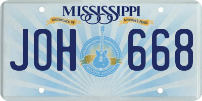 MS license plate JOH668