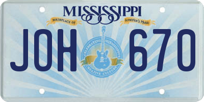 MS license plate JOH670