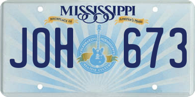 MS license plate JOH673
