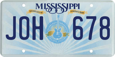 MS license plate JOH678