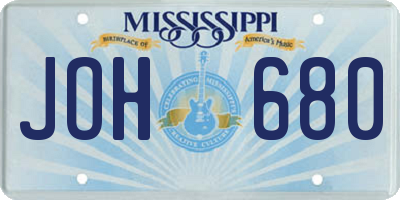 MS license plate JOH680
