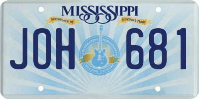 MS license plate JOH681