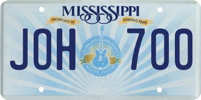 MS license plate JOH700