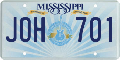 MS license plate JOH701