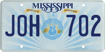 MS license plate JOH702