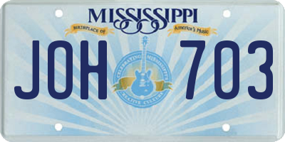 MS license plate JOH703