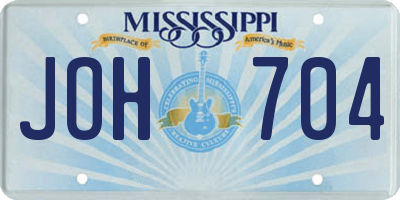 MS license plate JOH704