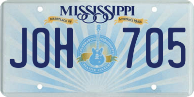 MS license plate JOH705
