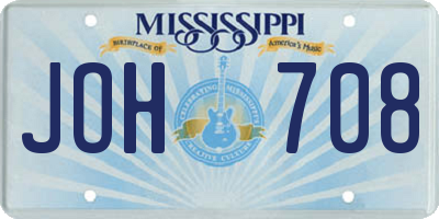 MS license plate JOH708
