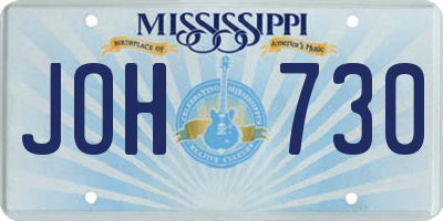 MS license plate JOH730