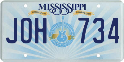 MS license plate JOH734