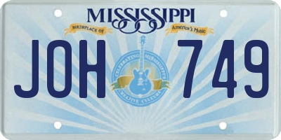 MS license plate JOH749