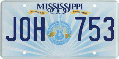 MS license plate JOH753