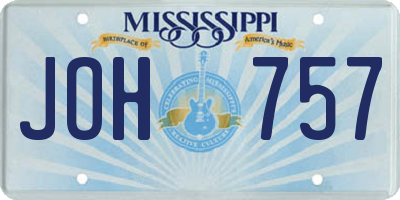 MS license plate JOH757