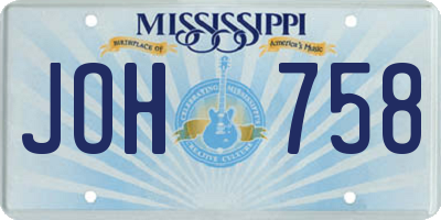 MS license plate JOH758