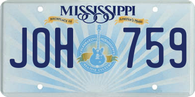 MS license plate JOH759