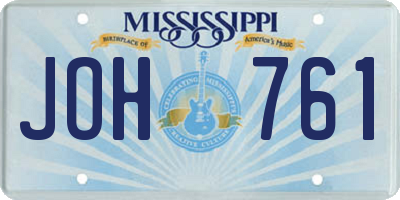MS license plate JOH761