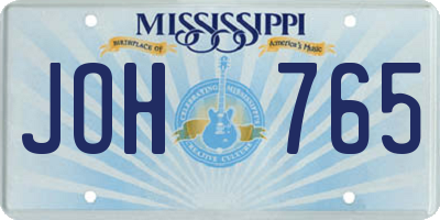 MS license plate JOH765