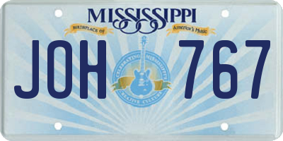 MS license plate JOH767
