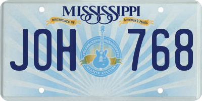 MS license plate JOH768