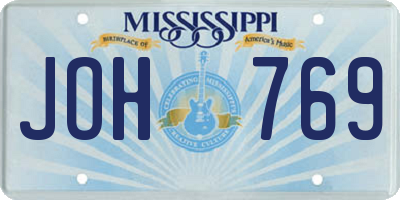 MS license plate JOH769