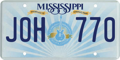 MS license plate JOH770