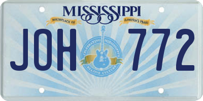 MS license plate JOH772