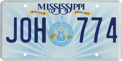 MS license plate JOH774