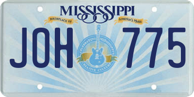 MS license plate JOH775