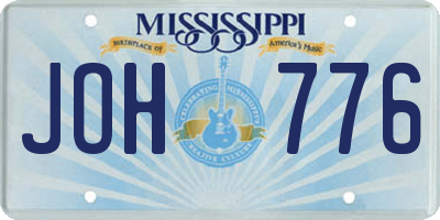 MS license plate JOH776