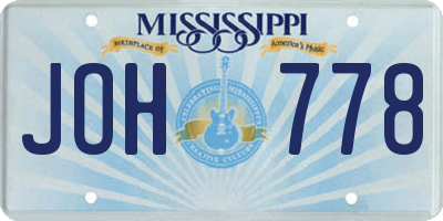 MS license plate JOH778
