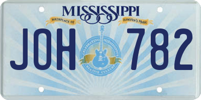 MS license plate JOH782