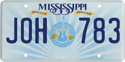 MS license plate JOH783