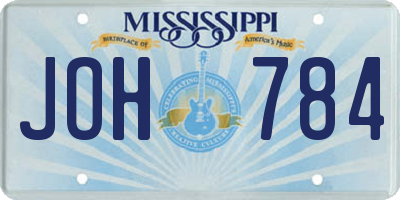 MS license plate JOH784