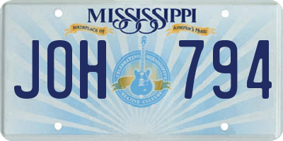 MS license plate JOH794
