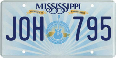 MS license plate JOH795