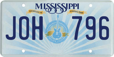 MS license plate JOH796