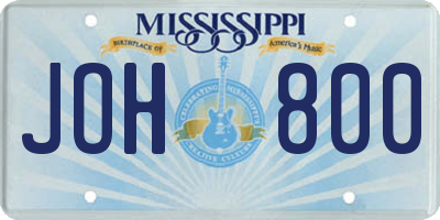 MS license plate JOH800