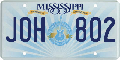 MS license plate JOH802