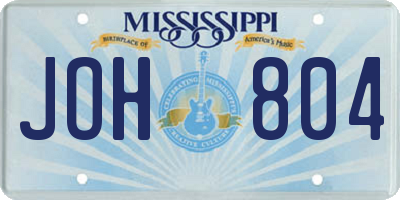 MS license plate JOH804