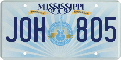 MS license plate JOH805