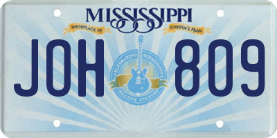 MS license plate JOH809